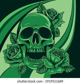 A human skulls with roses vector illustration