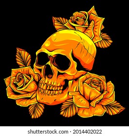 A human skulls with roses vector illustration