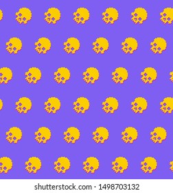 Human skulls seamless pattern 8bit retro style. Halloween vector illustration