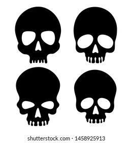 Human skulls set silhouettes on white background