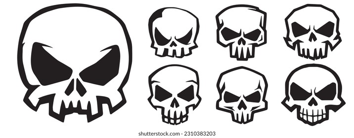 Human skulls vector illustration silhouette shapes