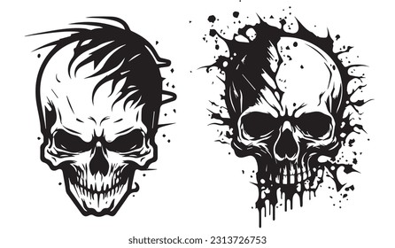 Human skulls vector illustration silhouette shapes