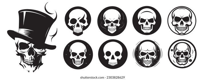 Human skulls vector silhouette illustration.
