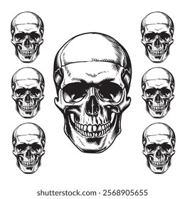 Human skulls vector silhouette illustration