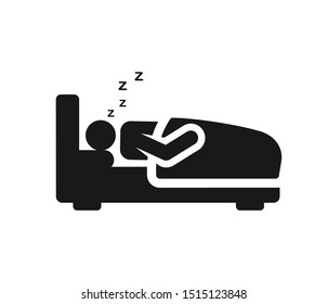 Human sleeping on the bed icon
