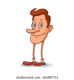 Human smiling head with legs, vector illustration