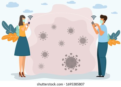 Human Social distancing how to protect yourself from covid-19. how to self isolation to limit spread of the coronavirus. healthcare and medical about infection prevention.Vector illustration.