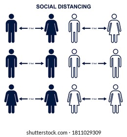 human social distancing icon set prevents spread of virus