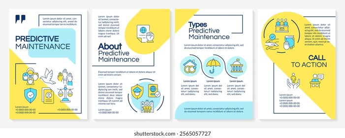 Human social rights blue and yellow brochure template. Equality, civil. Government policy. Leaflet design with linear icons. Editable 4 vector layouts