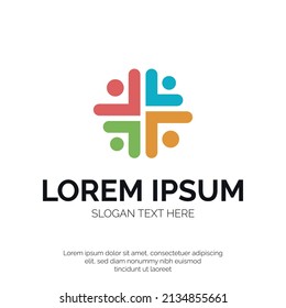 Human Social and Teamwork Logo Design Premium Vector