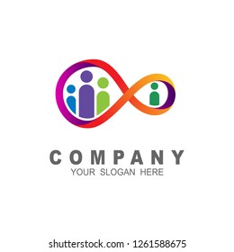 Human social, Unity, Connection, Relation logo design template, Line and human