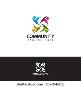 Human social, unity, together, connection, relation, community logo template design vector