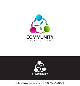 Human social, unity, together, connection, relation, community logo template design vector