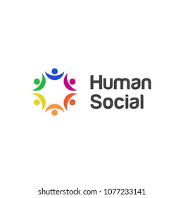 Human social, unity, together, connection, relation logo design template. 