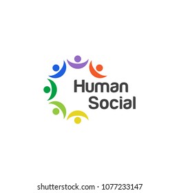 Human social, unity, together, connection, relation logo design template. 