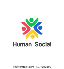 Human social, unity, together, connection, relation logo design template. 