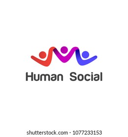 Human social, unity, together, connection, relation logo design template.