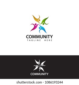 Human social, unity, together, connection, relation, community logo template design vector