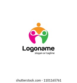 Human social, unity, together, connection, relation logo design template