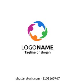 Human social, unity, together, connection, relation logo design template