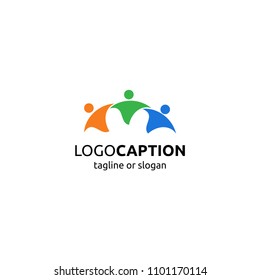 Human social, unity, together, connection, relation logo design template
