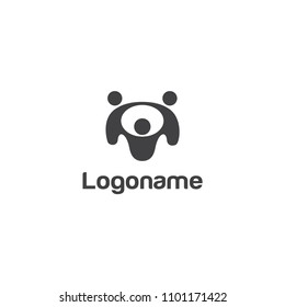 Human social, unity, together, connection, relation logo design template