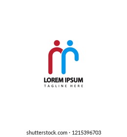 Human social, unity, together, connection, relation, community, initial m letter linked logo template design vector
