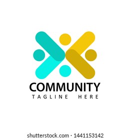 Human social, unity, together, connection, relation, community logo template design vector in isolated background