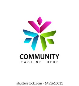 human social, unity, together, connection, relation, community logo template design vector