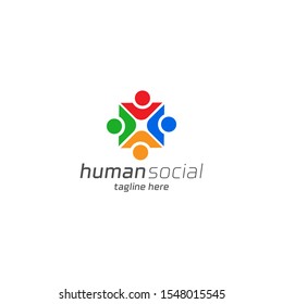 Human social, unity, together, connection, relation logo design template
