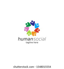 Human social, unity, together, connection, relation logo design template