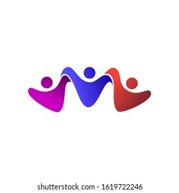 Human social, unity, together, connection, relation logo design template.
