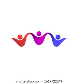 Human social, unity, together, connection, relation logo design template.