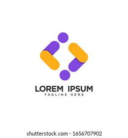 Human social, unity, together, connection, relation logo design template.