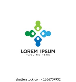 Human social, unity, together, connection, relation logo design template.