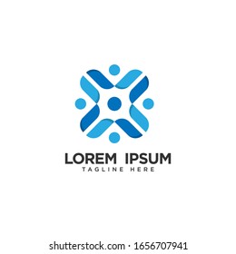Human social, unity, together, connection, relation logo design template.
