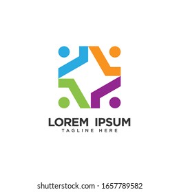 Human social, unity, together, connection, relation logo design template.
