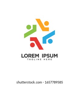 Human social, unity, together, connection, relation logo design template.