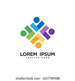 Human social, unity, together, connection, relation logo design template.