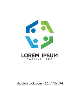 Human social, unity, together, connection, relation logo design template.