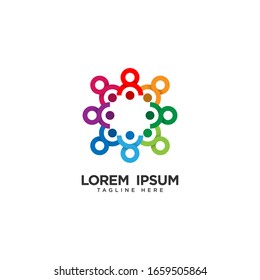 Human social, unity, together, connection, relation logo design template.