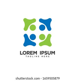 Persona social, unidad, juntos, conexión, diseño del logo de la relación.