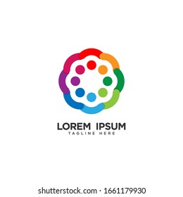 Human social, unity, together, connection, relation logo design template.