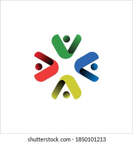 Menschliche Gesellschaft, Einheit zusammen, Design des Verbindungs-Logos