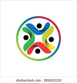 Human social, unity, together, connection logo design template