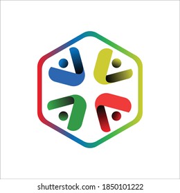Human social, unity, together, connection logo design template