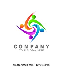 Human social, unity, together, and logo design template