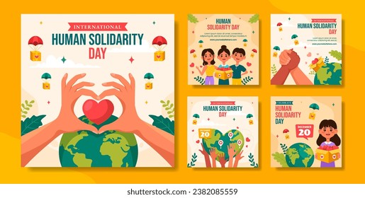 Human Solidarity Day Social Media Post Flat Cartoon Hand Drawn Templates Background Illustration