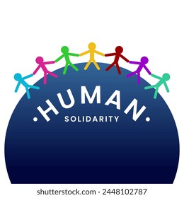 Human solidarity. Flat design vector concept for teamwork, mutual aid and diversity.