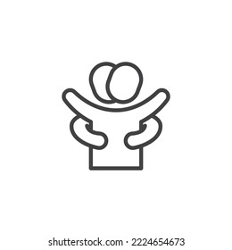 Human solidarity line icon. linear style sign for mobile concept and web design. Two people hugging outline vector icon. Symbol, logo illustration. Vector graphics